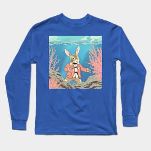 Snorkeling in Deep Underwater Cute Rabbit Owner Adventure Scuba Diving Dream Long Sleeve T-Shirt